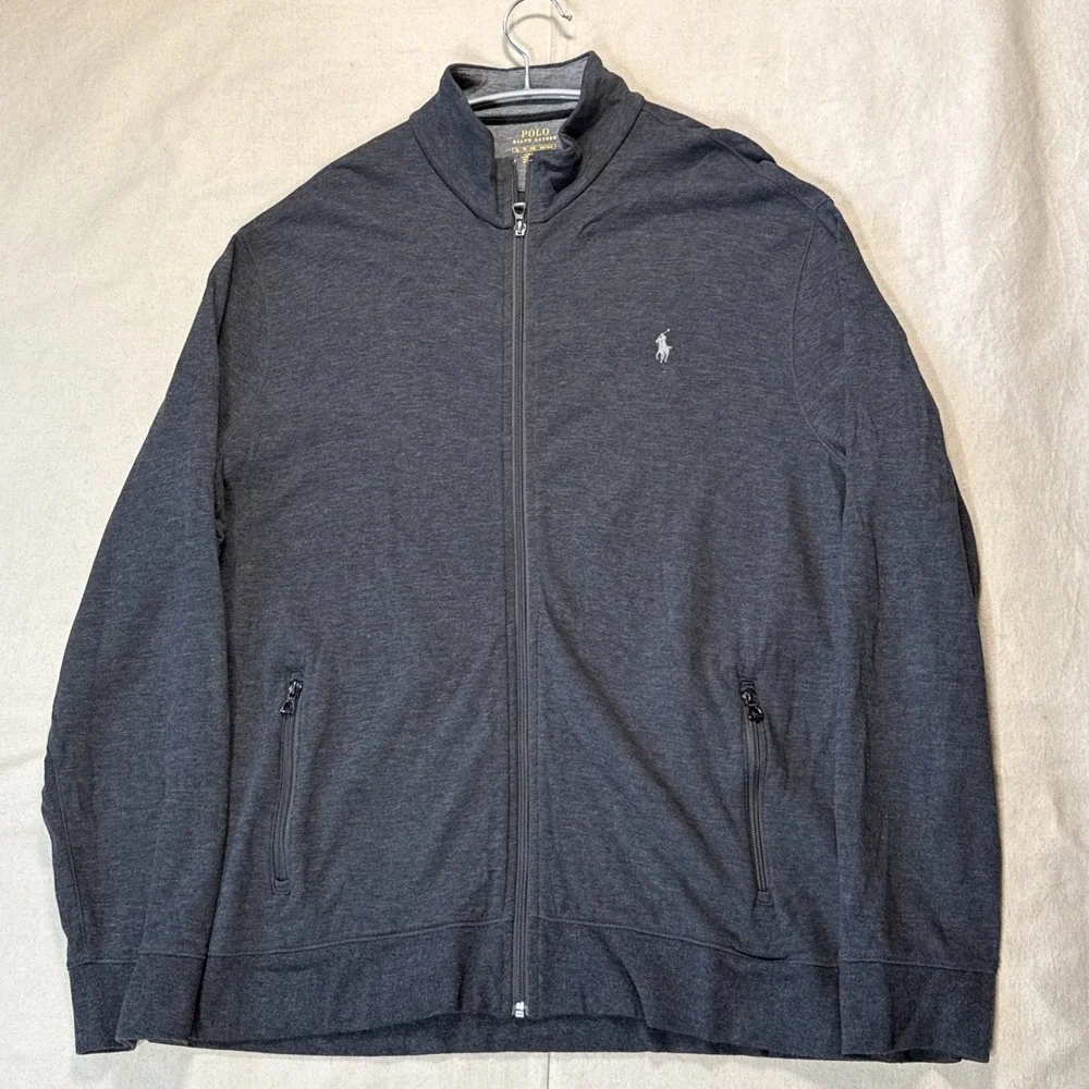 Polo Ralph Lauren Mens Full Zip Sweater Jumper Gray Knit Size XL